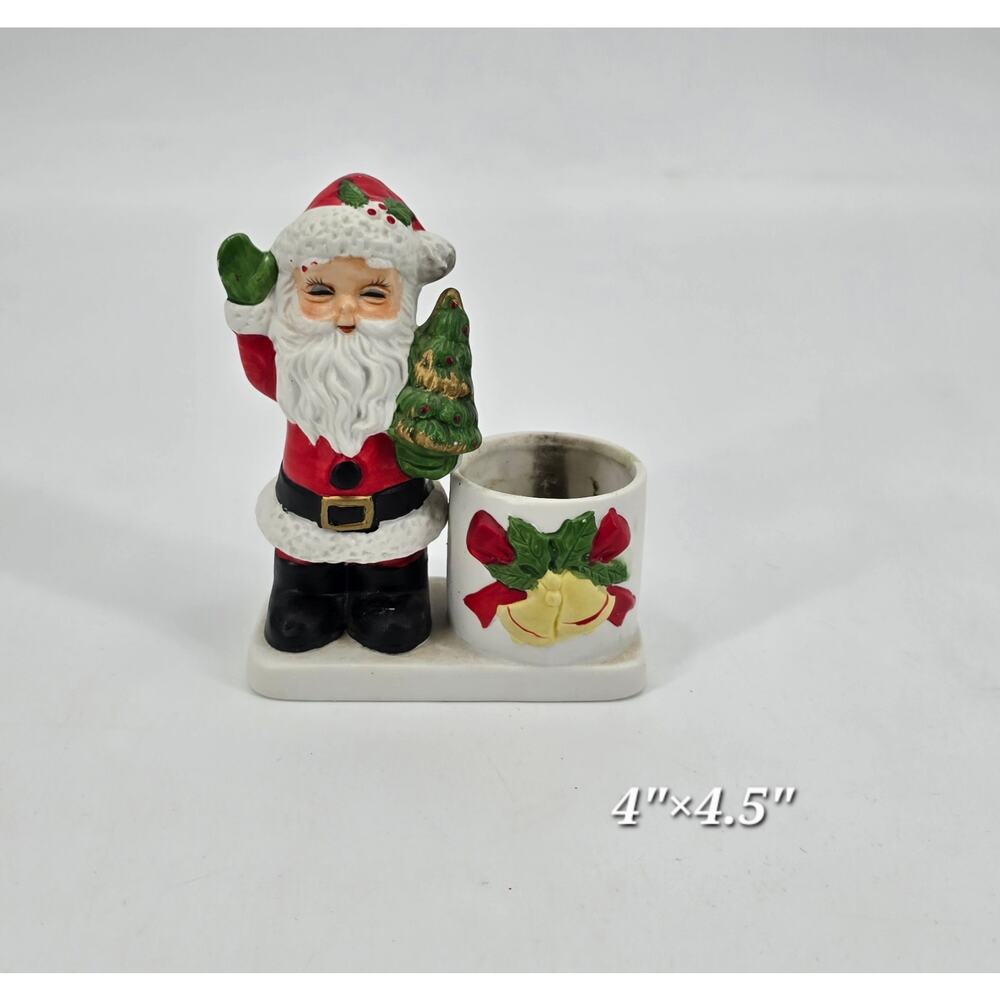 Vintage Japan Santa Claus Christmas Candle Holder Figurine Ceramic Holiday Decor